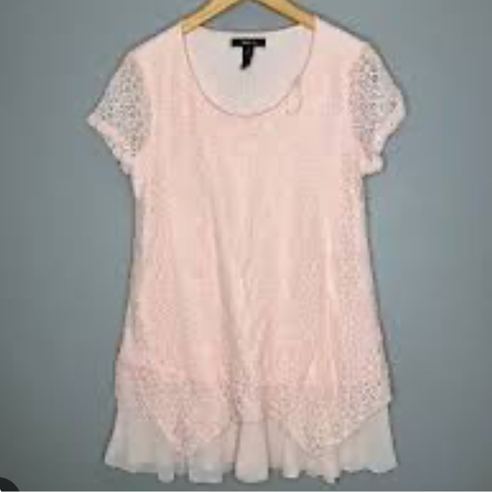 Style & Co. Pink Lace Peasant Tunic